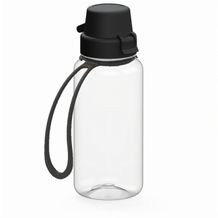 Trinkflasche "School", 400 ml, inkl. Strap (transparent, schwarz) (Art.-Nr. CA003597)