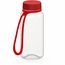Trinkflasche "Refresh", 400 ml, inkl. Strap (transparent, rot) (Art.-Nr. CA034353)
