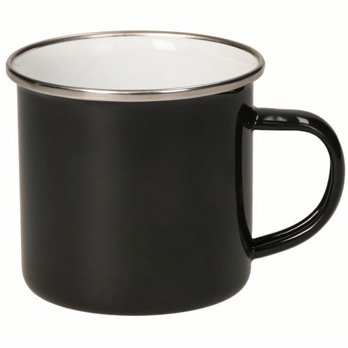 Emaille-Becher "Cozy", 300 ml, schwarz (Art.-Nr. CA034387) - Stylischer Retro-Stahl-Kaffeebecher mit...
