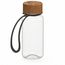 Trinkflasche "Natural", 400 ml, inkl. Strap (transparent, schwarz) (Art.-Nr. CA110795)