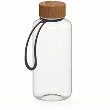 Trinkflasche "Natural", 1,0 l, inkl. Strap (transparent, schwarz) (Art.-Nr. CA152720)