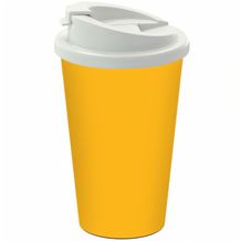 Kaffeebecher "Premium Deluxe" (standard-gelb, weiß) (Art.-Nr. CA389571)