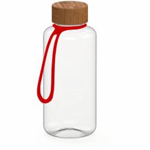 Trinkflasche "Natural", 1,0 l, inkl. Strap (transparent, rot) (Art.-Nr. CA452778)