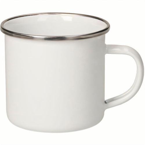 Emaille-Becher "Cozy",300 ml, weiß (Art.-Nr. CA515589) - Stylischer Retro-Stahl-Kaffeebecher mit...