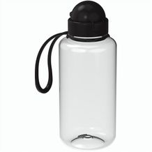 Trinkflasche "Junior", 700 ml, inkl. Strap (transparent, schwarz) (Art.-Nr. CA658779)