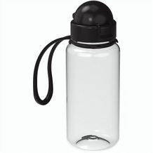 Trinkflasche "Junior", 400 ml inkl. Strap (transparent, schwarz) (Art.-Nr. CA826057)