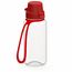 Trinkflasche "School", 400 ml, inkl. Strap (transparent, rot) (Art.-Nr. CA832646)