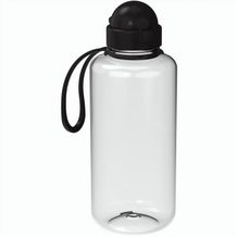 Trinkflasche "Junior", 1,0 l, inkl. Strap (transparent, schwarz) (Art.-Nr. CA842744)