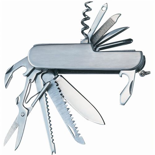 Taschenmesser "Steel" groß (Art.-Nr. CA915620) - 11 Funktionen: Messer, Flaschenöffner...