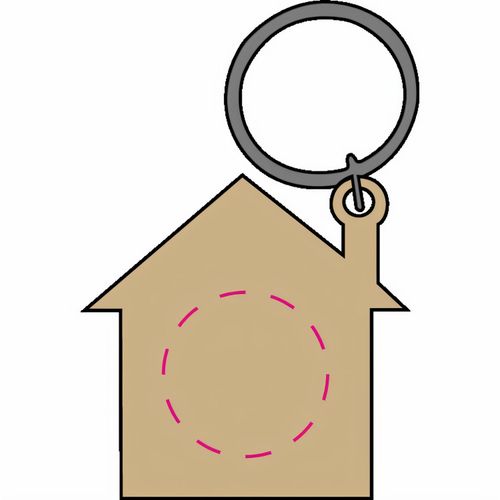 Holzchip-Schlüsselanhänger 'House' (Art.-Nr. CA979941) - Chip-Schlüsselanhänger in Form ein...
