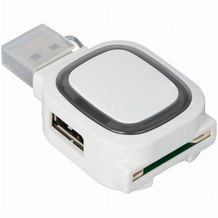USB-Hub mit 2 Anschlüssen und Speicherkartenlesegerät (schwarz, weiß) (Art.-Nr. CA010151)