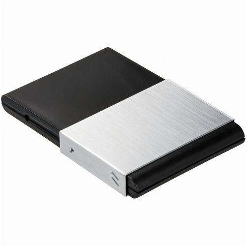 Kredit- und Visitenkartenbox (Art.-Nr. CA069977) - Aluminium, Kunststoff, schwarz, silber,...