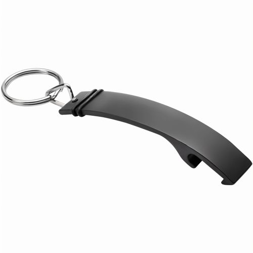 Schlüsselanhänger mit Flaschenöffner (Art.-Nr. CA246429) - Geschwungener Schlüsselanhänger a...