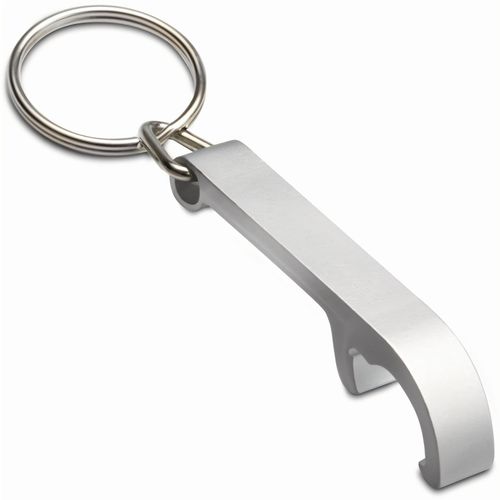 Schlüsselanhänger mit Flaschenöffner (Art.-Nr. CA671007) - Silberner Flaschenöffner als Schlüssel...