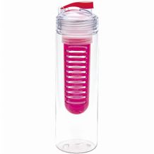 Trinkflasche mit Fruchtbehälter (rot, transparent) (Art.-Nr. CA829443)