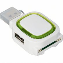 USB-Hub mit 2 Anschlüssen und Speicherkartenlesegerät (hellgrün, weiß) (Art.-Nr. CA983967)
