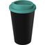 Americano® Eco 350 ml recycelter Becher (schwarz, aquablau) (Art.-Nr. CA115184)