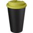 Americano® Eco 350 ml recycelter Becher mit auslaufsicherem Deckel (limone, schwarz) (Art.-Nr. CA125208)