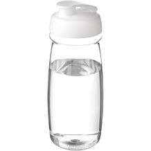 H2O Active® Pulse 600 ml Sportflasche mit Klappdeckel (transparent, weiss) (Art.-Nr. CA184172)