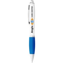 Nash Kugelschreiber weiß mit farbigem Griff (weiss, aquablau) (Art.-Nr. CA207085)