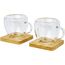 Manti 2-teiliger 100 ml doppelwandiger Glasbecher mit Bambusuntersetzer (transparent, natural) (Art.-Nr. CA213206)
