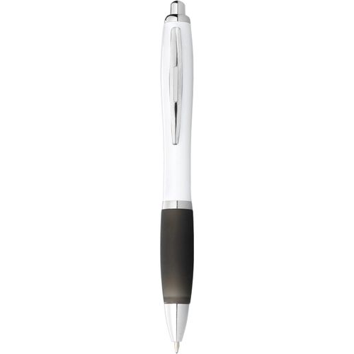 Nash Kugelschreiber weiß mit farbigem Griff (Art.-Nr. CA236333) - Kugelschreiber mit Klickmechanismus und...