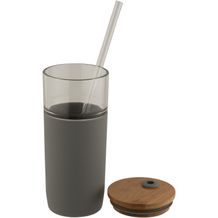 Arlo 600 ml Glasbecher mit Bambusdeckel (grau) (Art.-Nr. CA263305)
