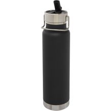 Thor 750 ml Kupfer-Vakuum Sportflasche mit Trinkhalm (Schwarz) (Art.-Nr. CA288693)