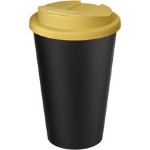 Americano® Eco 350 ml recycelter Becher mit auslaufsicherem Deckel (gelb, schwarz) (Art.-Nr. CA291212)
