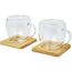 Manti 2-teiliger 250 ml doppelwandiger Glasbecher mit Bambusuntersetzer (transparent, natural) (Art.-Nr. CA293411)