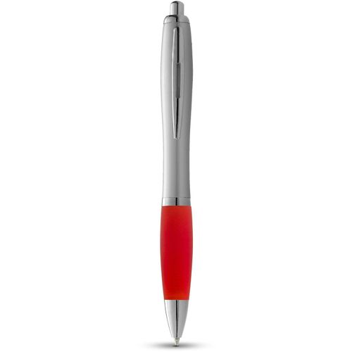 Nash Kugelschreiber silbern mit farbigem Griff (Art.-Nr. CA301621) - Kugelschreiber mit Klickmechanismus und...