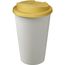 Americano® Eco 350 ml recycelter Becher mit auslaufsicherem Deckel (gelb, weiss) (Art.-Nr. CA318024)