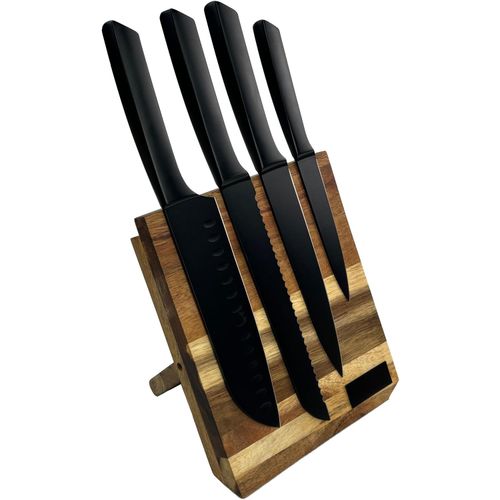 SCX.design K04 Küchenmesser und Schneidebrett Set (Art.-Nr. CA320124) - Set aus 4 Küchenmessern und einem Holzs...