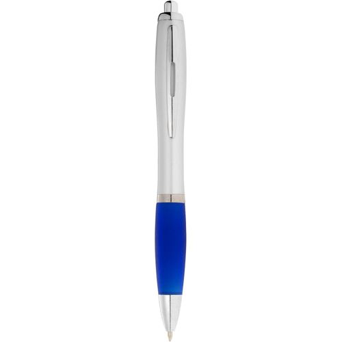 Nash Kugelschreiber silbern mit farbigem Griff (Art.-Nr. CA329224) - Kugelschreiber mit Klickmechanismus und...
