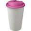 Americano® Eco 350 ml recycelter Becher mit auslaufsicherem Deckel (rosa, weiss) (Art.-Nr. CA335001)
