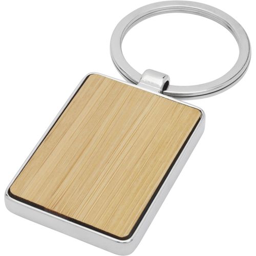 Neta rechteckiger Schlüsselanhänger aus Bambus (Art.-Nr. CA353498) - Rechteckiger Schlüsselanhänger in Prem...
