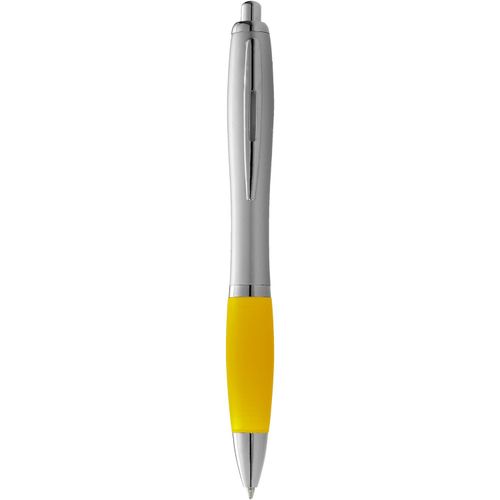 Nash Kugelschreiber silbern mit farbigem Griff (Art.-Nr. CA360182) - Kugelschreiber mit Klickmechanismus und...