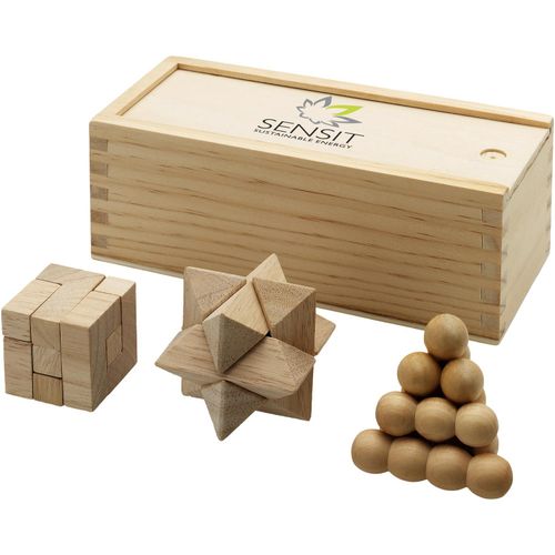 Brainiac 3-teiliges Denksportspiel aus Holz (Art.-Nr. CA368756) - 3 in 1 Puzzle-Set in einer Geschenkbox...