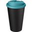 Americano® Eco 350 ml recycelter Becher mit auslaufsicherem Deckel (aquablau, schwarz) (Art.-Nr. CA372936)