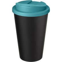 Americano® Eco 350 ml recycelter Becher mit auslaufsicherem Deckel (aquablau, schwarz) (Art.-Nr. CA372936)