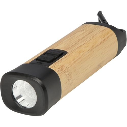 Kuma Taschenlampe aus Bambus und recyceltem RCS Kunststoff mit Karabinerhaken (Art.-Nr. CA392719) - Die Kuma Taschenlampe mit Karabiner...