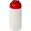 Baseline 500 ml recycelte Sportflasche mit Klappdeckel (weiss, rot) (Art.-Nr. CA419336)