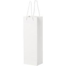 Handgefertigte 170 g/m² Weinflaschentüte aus Integra-Papier mit Kunststoffgriffen (Weiss) (Art.-Nr. CA432398)