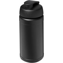 Baseline 500 ml recycelte Sportflasche mit Klappdeckel (Schwarz) (Art.-Nr. CA435359)