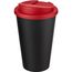 Americano® Eco 350 ml recycelter Becher mit auslaufsicherem Deckel (rot, schwarz) (Art.-Nr. CA439215)