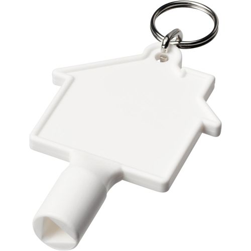 Maximilian Universalschlüssel in Hausform als Schlüsselanhänger aus recyceltem Kunststoff (Art.-Nr. CA459443) - Universalschlüssel mit Schlüsselanhän...