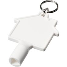 Maximilian Universalschlüssel in Hausform als Schlüsselanhänger aus recyceltem Kunststoff (Weiss) (Art.-Nr. CA459443)