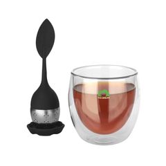 Spring Tee-Set mit Sieb und Tasse (schwarz,transparent) (Art.-Nr. CA460928)