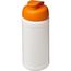 Baseline® Plus 500 ml Sportflasche mit Klappdeckel (weiss, orange) (Art.-Nr. CA477697)