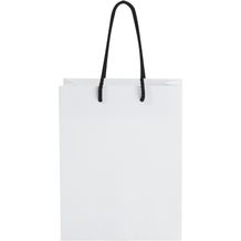 Handgefertigte 170 g/m² Integra-Papiertüte mit Kunststoffgriffen  mittel (weiss, schwarz) (Art.-Nr. CA517327)
